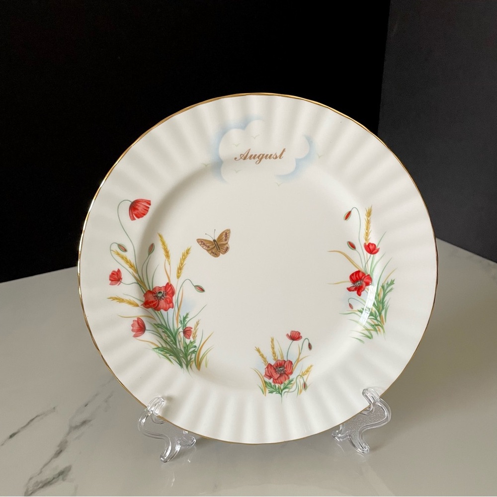 August "Poppy" Wildflower of the Month Plate by Royal Albert